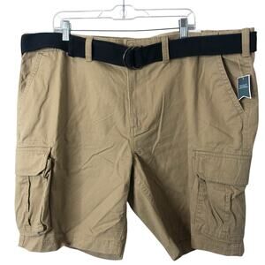 Sonoma NWT Men's Big & Tall Belted Cargo Khaki Shorts Size 46 9" Inseam